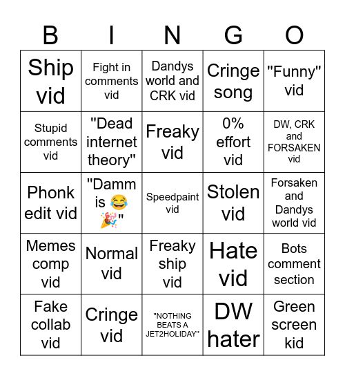 watching dw vds until i cringe sybau✌😎🤑😁 Bingo Card
