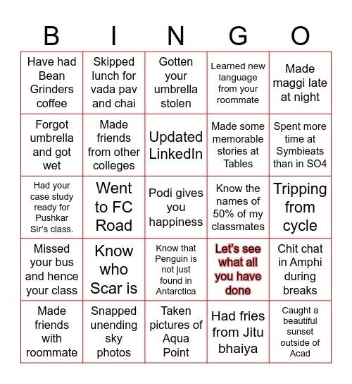 SIMChecklist Bingo Card