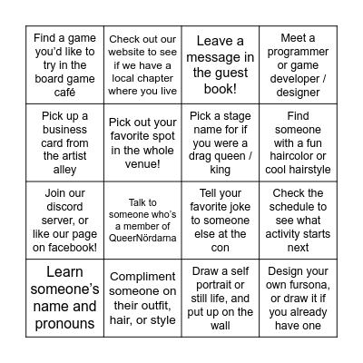 TEST Bingo Card