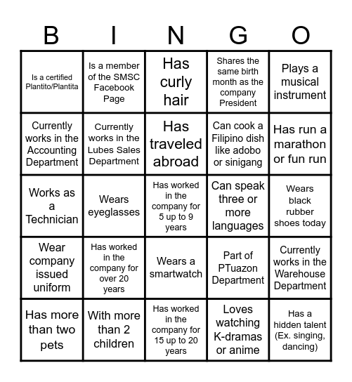 FIND SOMEONE WHO Bingo Card