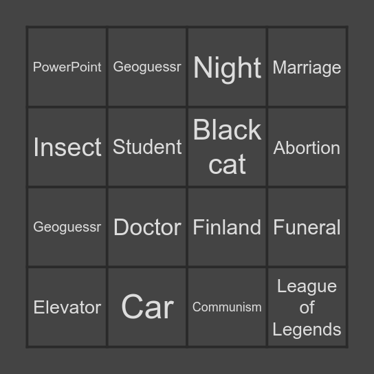 Birthday Bingo Card