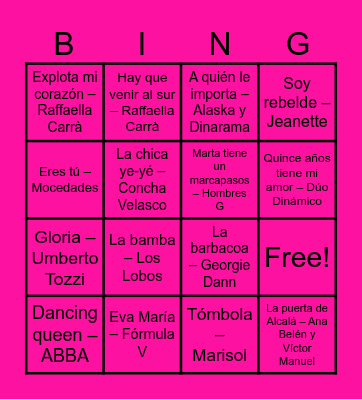BINGO MUSICAL DE LOLI Bingo Card