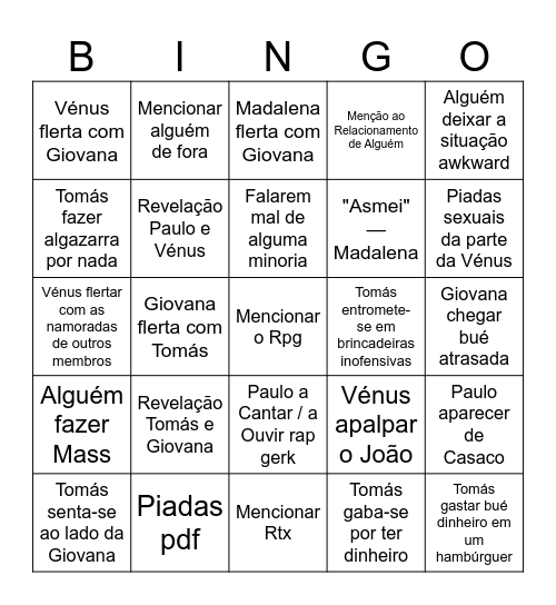 Ninggo Jantar Bingo Card