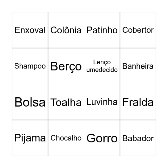 BABY LARA Bingo Card