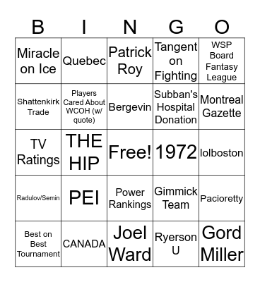PT NHL Presents: BWC Bingo Card