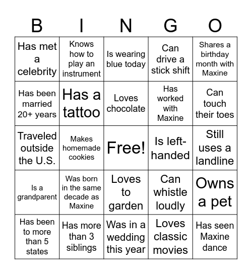 Human Bingo Card