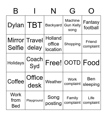 Helbingo! Bingo Card