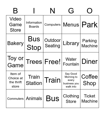 Travel Bingo Card