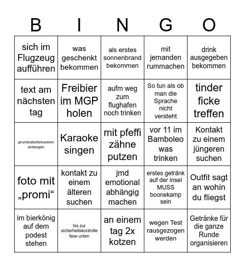 Gang Malle-Bingo '25 Bingo Card