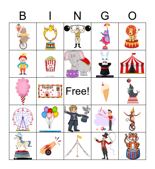Circus Bingo Card