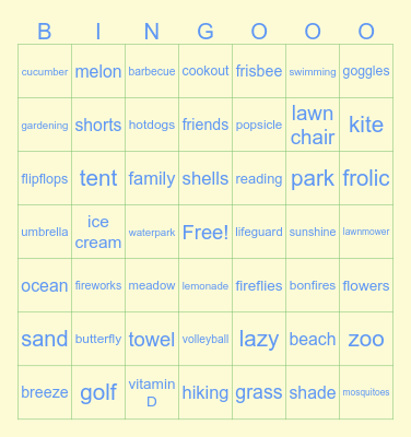 Summer BINGOOO Bingo Card