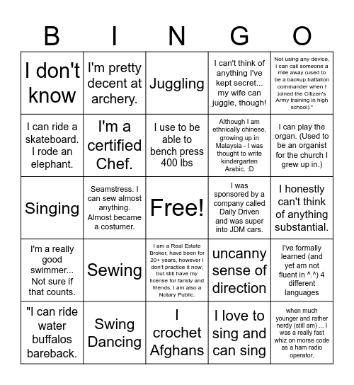 BRC Picnic Bingo Card