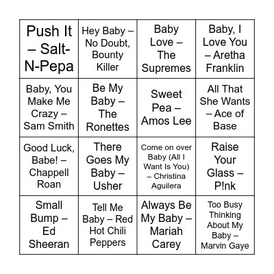 Baby Bingo Card