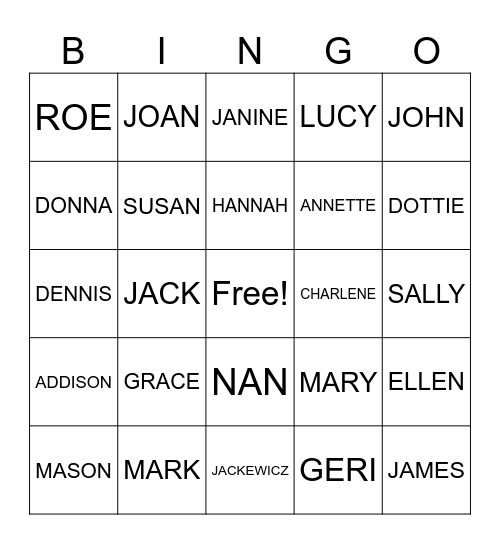 HAPPY BIRTHDAY GRACE Bingo Card