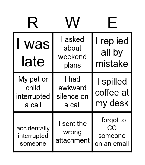 Office Bingo Card