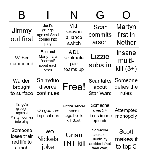 Life Series Seven Bingo Card