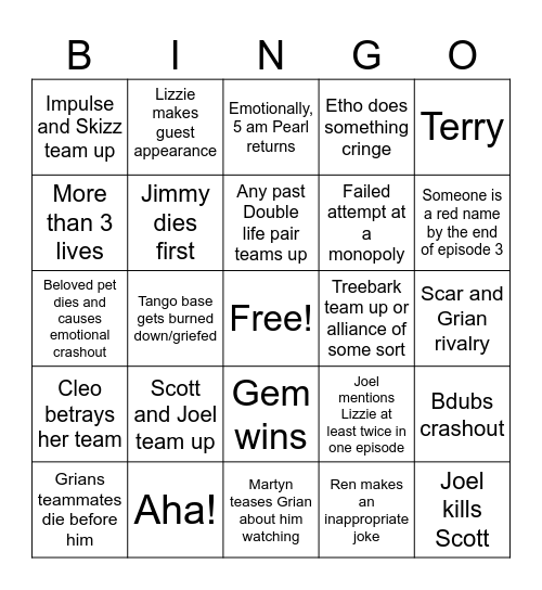 Life series 7! Bingo Card