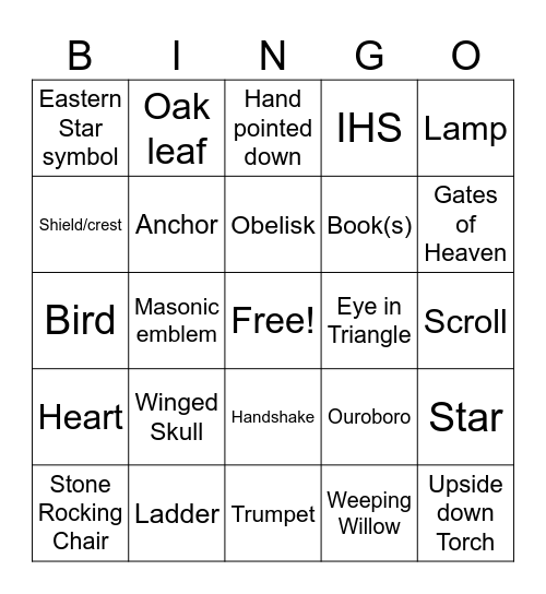 Graveyard Bingo Card