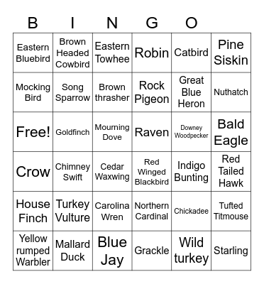 Bird Bingo Card