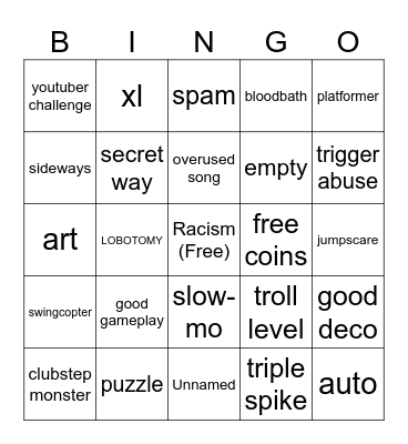 Recent Tab Bingo Card