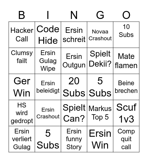 WSOW Bingo Card