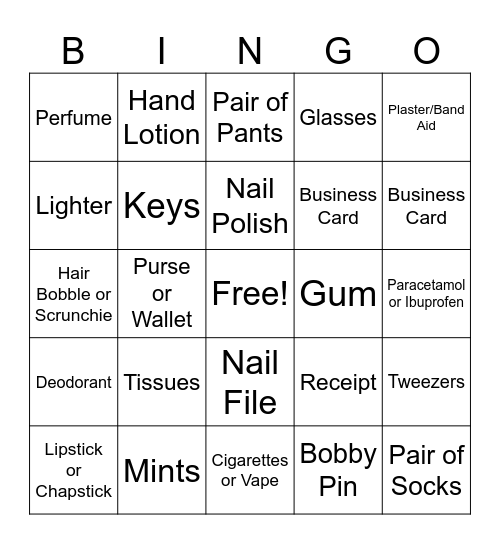 Purse Bingo! Bingo Card