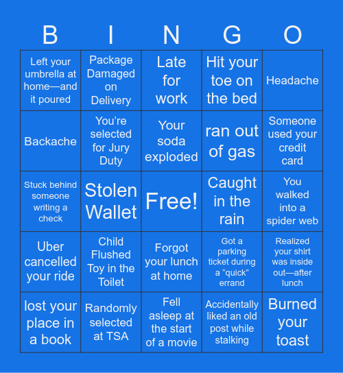 Sucks To Be You Bingo Card
