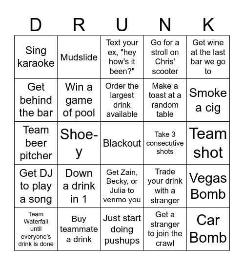 DC Bingo! Bingo Card