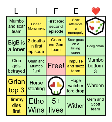 Life Series Bingo Card