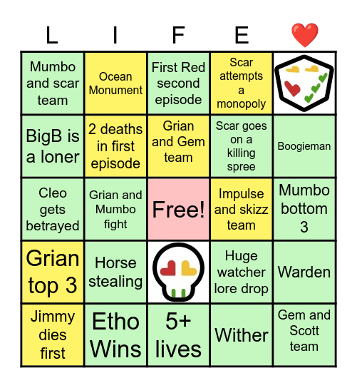 Life Series Bingo Card