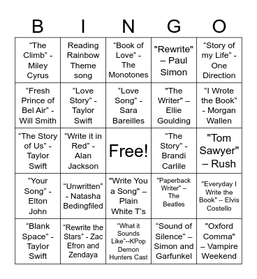 CASC BTS Music Bingo Card
