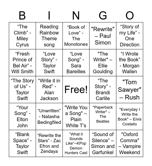 CASC BTS Music Bingo Card