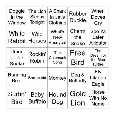 Animals Bingo Card