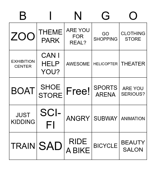 VOCABULARY RECAP Bingo Card