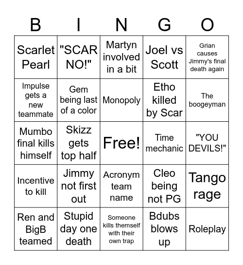 Life Series Season 7 Bingo Card