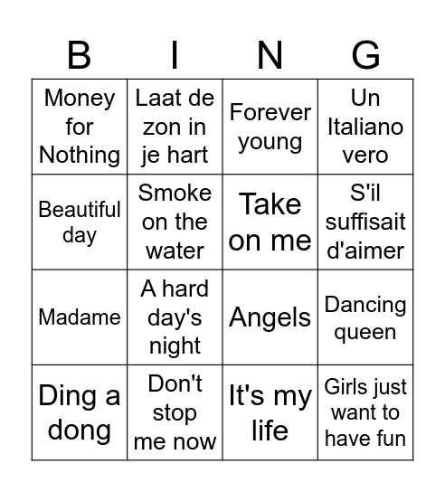 Familie Bingo Card