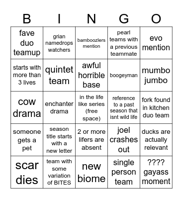[???] Life Ep1 Bingo Card