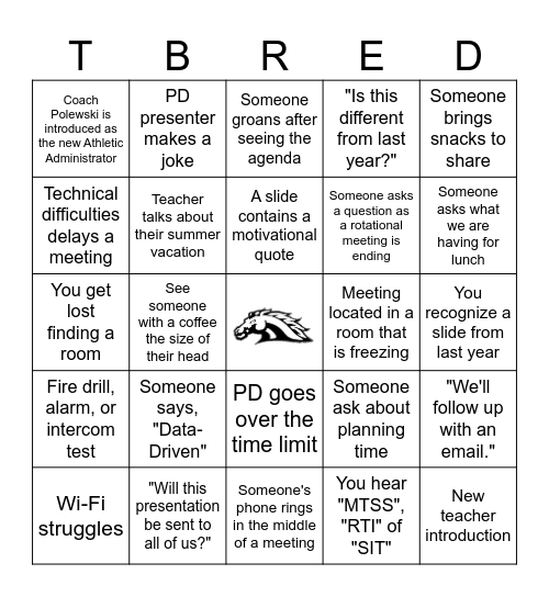 1st Day Back- South Aiken Bingo Card