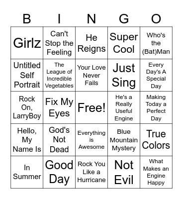 Song Bingo Card