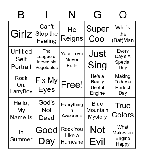 Song Bingo Card
