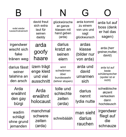 ABSCHLUSSFEIER BINGO Card