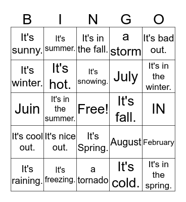 Le Loto: LE TEMPS Bingo Card