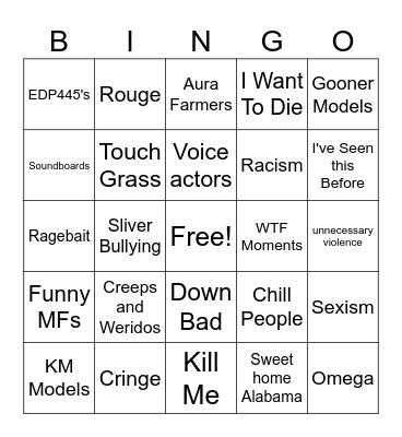 Sonic VRChat Bingo Card