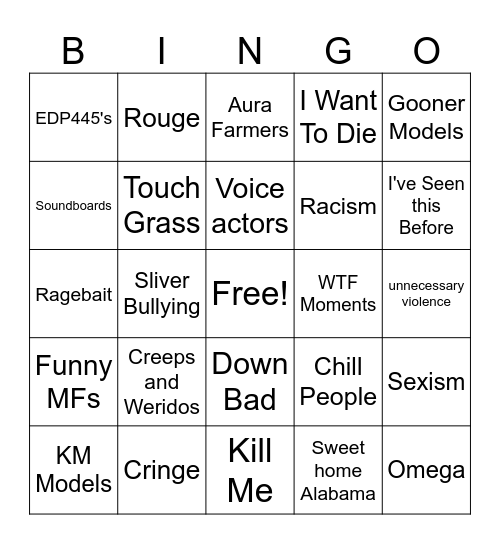 Sonic VRChat Bingo Card