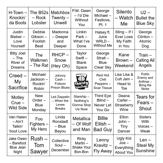 Thirsty For Knowledge Music Bingo Card