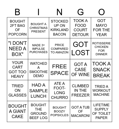 COSTCO BINGO Card