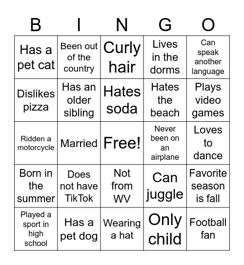 PSY 100 BINGO Card