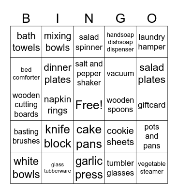 BRIDAL BINGO Card