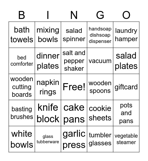 BRIDAL BINGO Card
