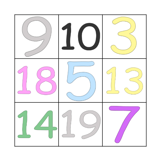Numeros Bingo Card